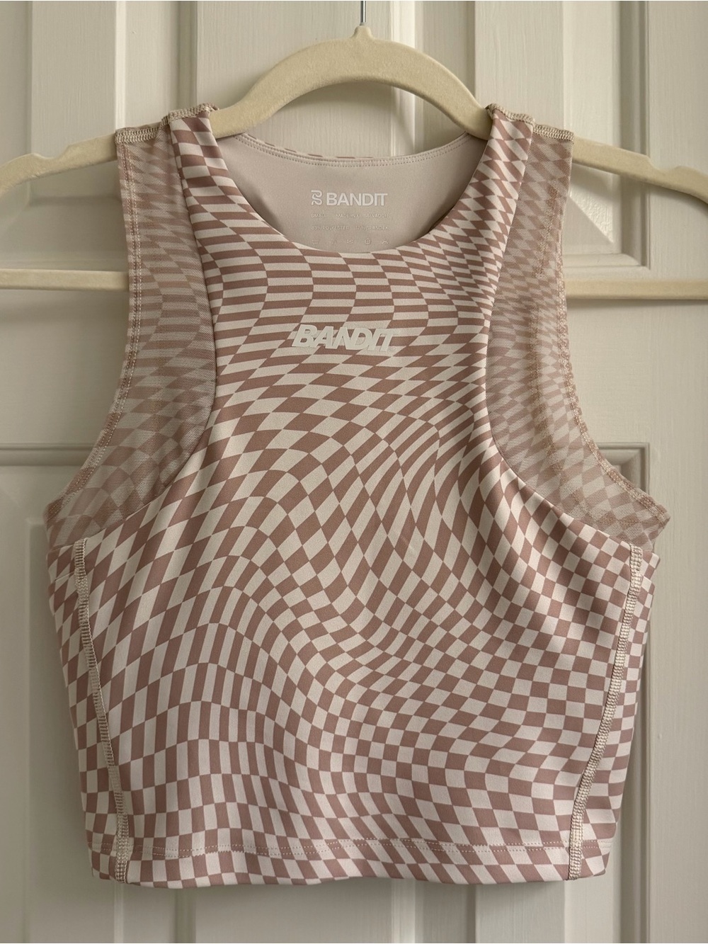 Bandit Women's Pink/Beige Checker Crop Tank